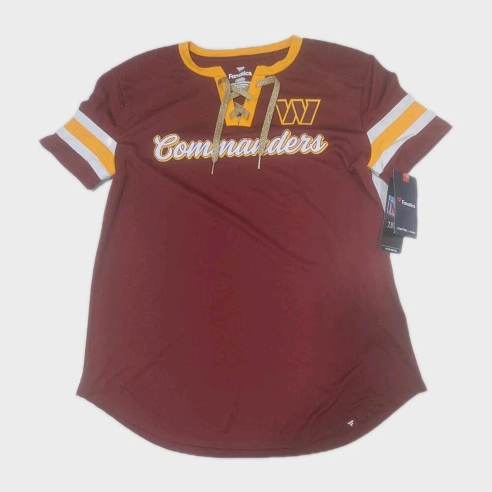 NWT Fanatics Washington Commanders Football Lace-Up T-shirt Medium
